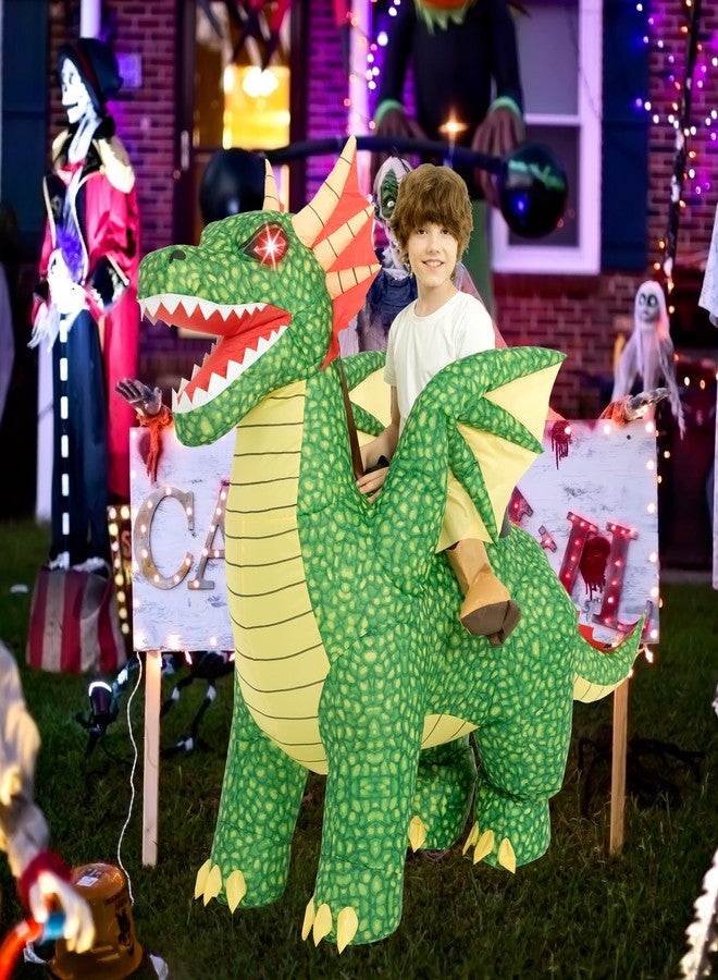 One Casa Inflatable Costumes for Kids,Blow Up LED Light Eyes Dragon Suit,Ride On Halloween Costumes for Boys Girls (4-6YRS) - Image 3